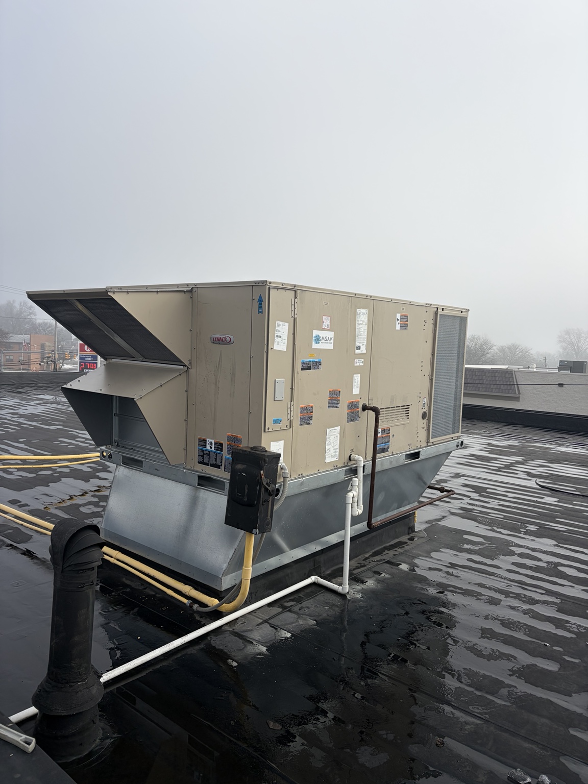 Commercial rooftop HVAC unit service